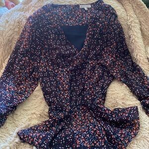 floral print “skies are blue”plus sized women’s blouse